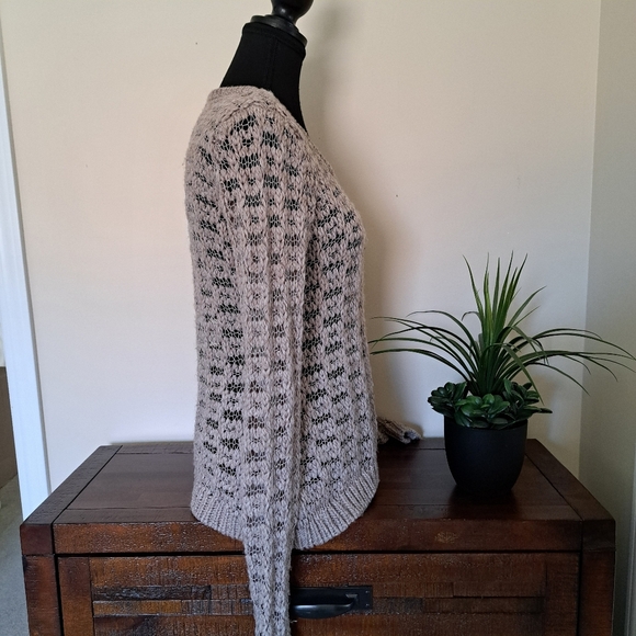American Eagle Sweater Open Knit Size Medium Taupe Beige Scoop Neck - Picture 6 of 12